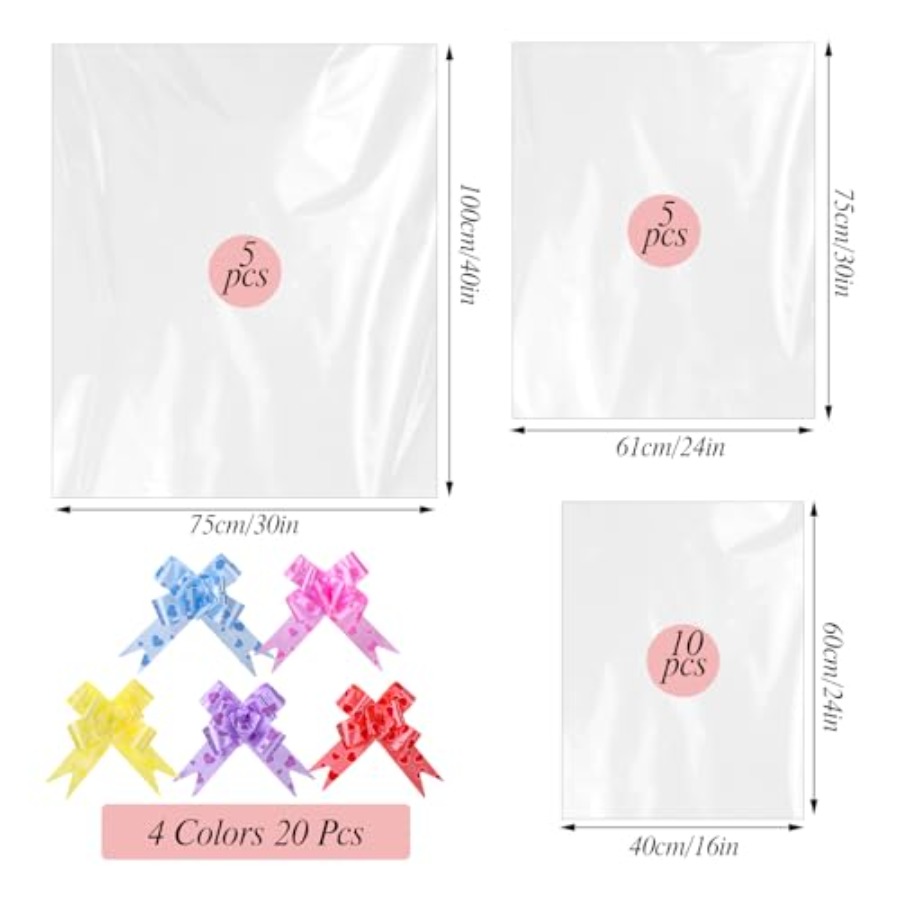 20 больших целлофановых пакето – обзор и цена Cellophane Wrap Clear